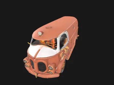 Steampunk Van 3D Model RetroFuturistic Victorian Era Low-poly 3D model purchase