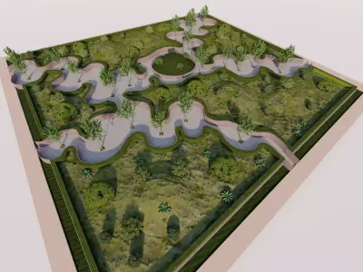 public park-Private Park Landscape 3D model 5