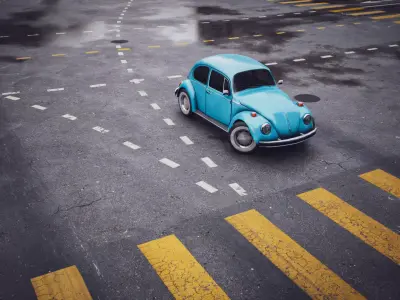 Low Poly Small Car 1 - Game Ready  Low-poly 3D model