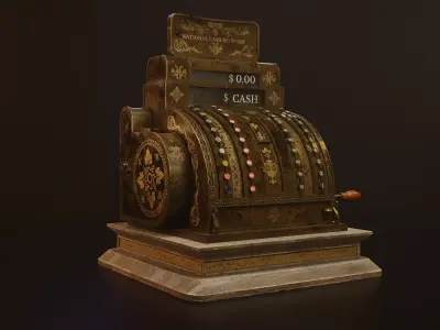 Old Antique Cash Register Low-poly 3D model