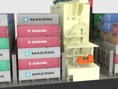 Container Ship Lowpoly Low-poly 3D model