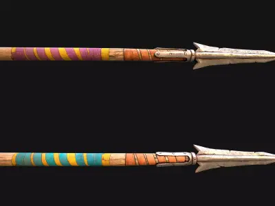 Medieval Wooden Spear Lance Weapon Low-poly 3D model