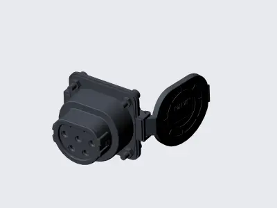 Type2 vehicle inlet up to 480V 3ph 63A or 1ph 70A no nose 3D model