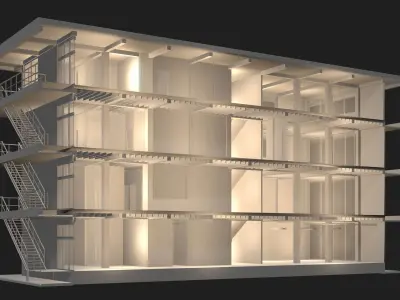 Office building in section cut 24ZZ34 3D model