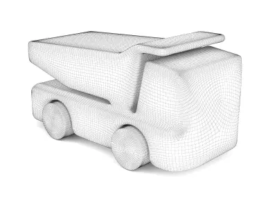 Wooden toy truck 16 3D model