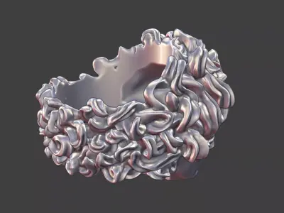 veiled masked male face ring 3D print model