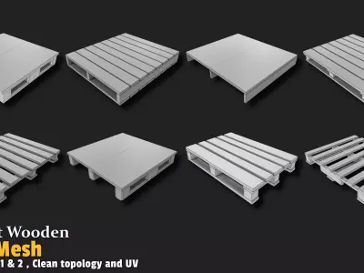 Wooden Pallet Low-poly 3D model 8