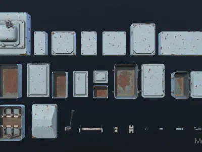 Electrical Boxes PBR Low-poly 3D model