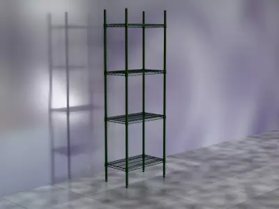 Wire Shelves - 24 inches X 14 inches X 72 inches in green epoxy Low-poly 3D model