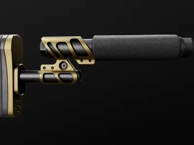 Odin Works Zulu 2 Adjustable AR15 Buttstock Low-poly 3D model