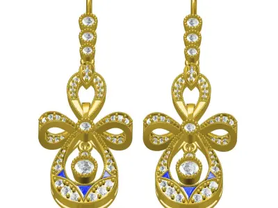 Antique Art Deco Style Earring 4 3D print model