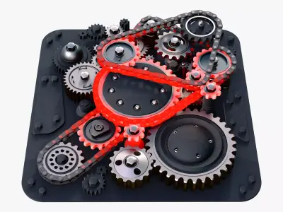 Overheated Gear Mechanism M1 3D model