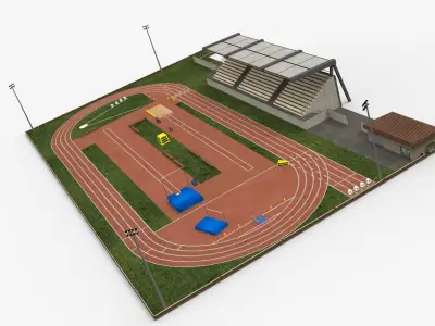 Athletics Run Track Stadium 3D model