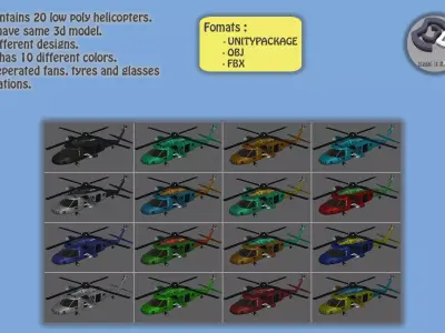 Helicopter Low-poly 3D model 12