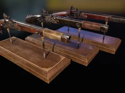 MACEGUN - Flintlock Pistol Low-poly 3D model