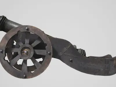 Italian medieval cannon artillery Low-poly 3D model