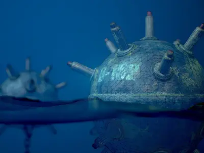 Mine Naval Underwater Low-poly 3D model