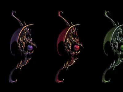 Demonic Bow Low-poly 3D model