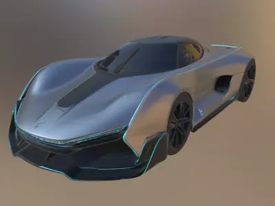 Futuristic Hover Supercar 3D Model High Poly Concept Vehicle 3D model