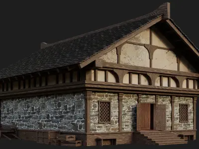 Old Medieval Building 4K Textures GameReady 103 Low-poly 3D model
