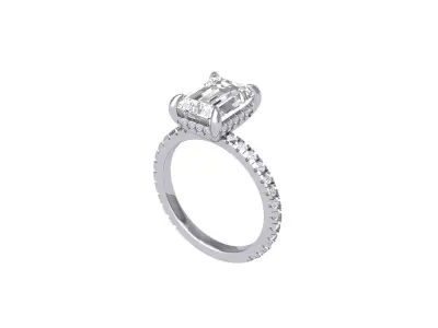 Emerald Solitaire Ring 3D print model 25