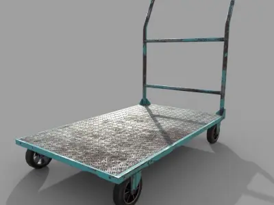 Old Platform Trolley A Low-poly 3D model