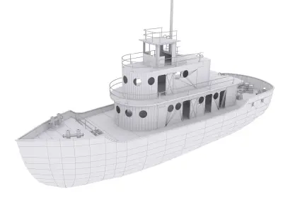 Old Abandoned Rusted Ship with Interior Low-poly 3D model