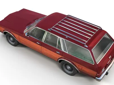 American station wagon Low-poly 3D model