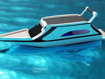 Yacht 3d model boat in water Low-poly 3D model
