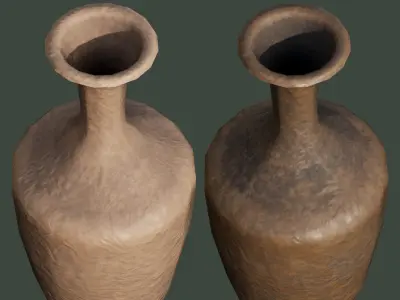 Old Clay Vase ceramic flower container Low-poly 3D model