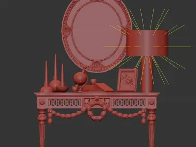 Louis XVI Console in Giltwood 3D model