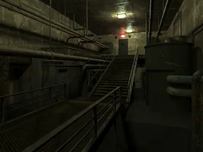 lowpoly rusty plumbing basement with pipes Low-poly 3D model