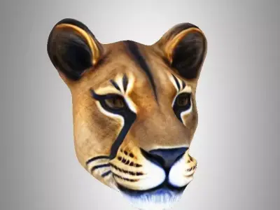 Lioness Face Mask Low-poly 3D model