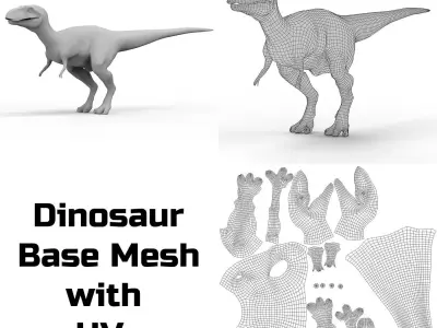 Dinosaur Base Mesh Low-poly 3D model