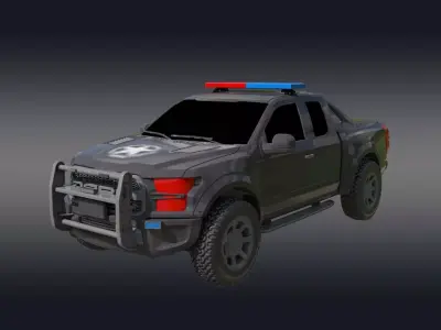 3D Police Van Low-poly 3D model