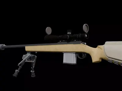 Sci-Fi Heavy Railgun Anti-Material Sniper Rifle Game Ready Low-poly 3D model
