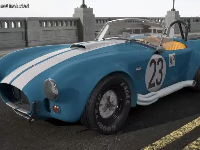 Shelby 427 Cobra Blue Yellow Rigged 3D model