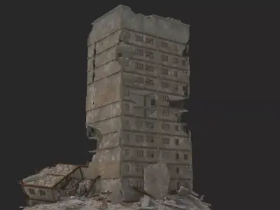 destroyed building  Low-poly 3D model