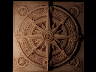 Compass Rose CNC 3d Print High Relief Sand Casting 3D print model