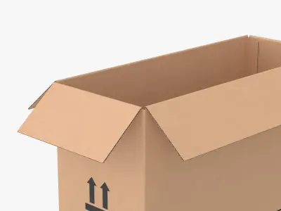 Cardboard Box 50x20x35 Open 3D model