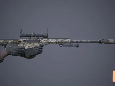 FPS Sniper Rifle Large Calibre Low-poly 3D model