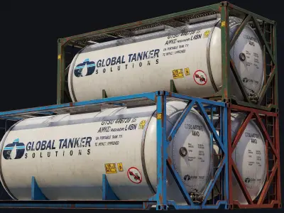 Low Poly PBR ISO Tank Container Low-poly 3D model