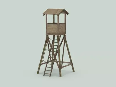  Low Poly Watchtower Game Ready  Low-poly 3D model