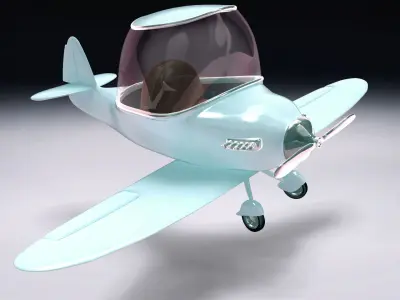 Airplane cartoon style 3D model