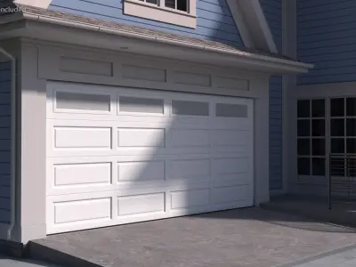 Electric Garage Doors White Rigged for Cinema 4D 3D model