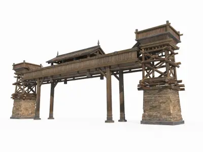 East Asian Ancient Architecture Gate 3D model