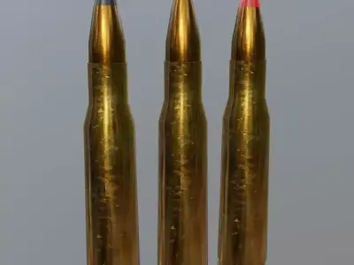 50 cal Bullets and Cartridge  Free low-poly 3D model