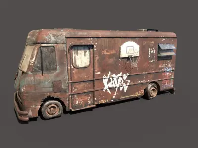 Abandoned Van With Graffiti 3D model