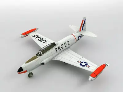 Lockheed T-33 Jet Aircraft Low-poly 3D model