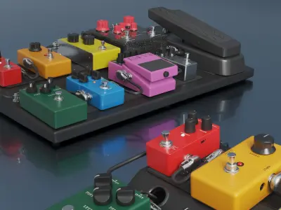 Custom Guitar Effects Pedal Board 3D model